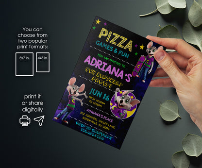 Chuck E. Cheese customizable invitation template | Share or Print | JX164
