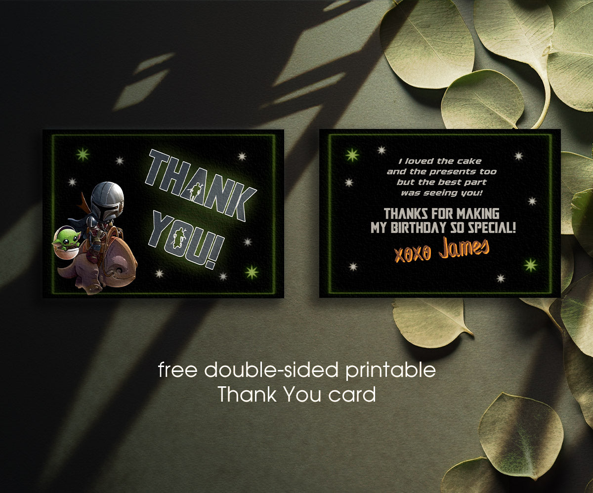 The Mandalorian Star Wars Grogu customizable invitation template | Share or Print | boy | BQ057