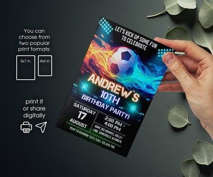 Soccer Champion League FC customizable invitation template | Share or Print | boy | MU681