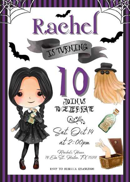 Wednesday Addams customizable invitation template | Share or Print | girl | YC143
