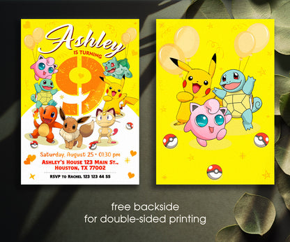 Pokemon Pikachu customizable invitation template | Share or Print | LC037