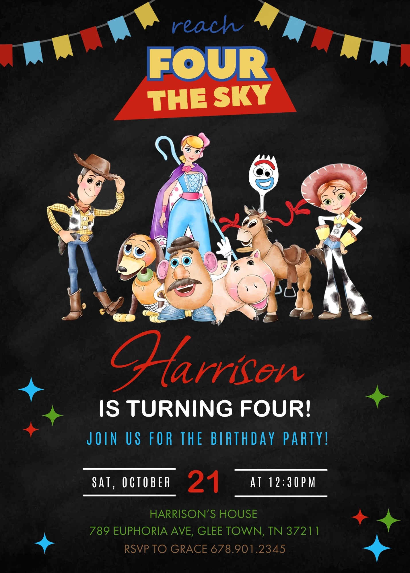 Toy Story Woody customizable invitation template | Share or Print | PS981