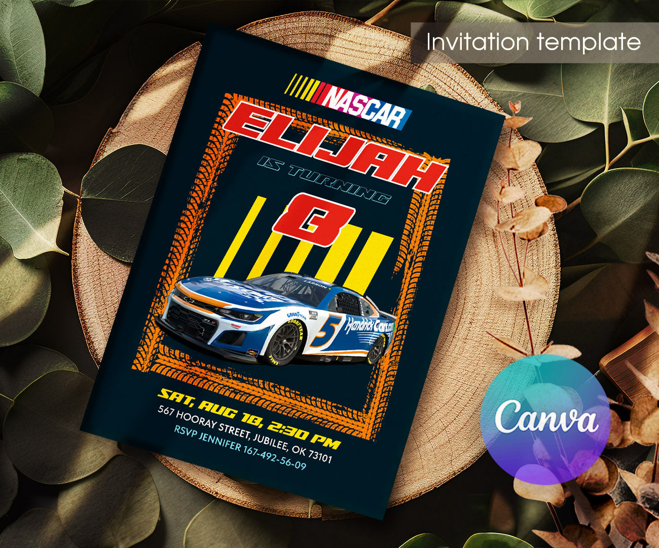 Nascar Racing Ricky Bobby customizable invitation template | Share or Print | boy | OC270