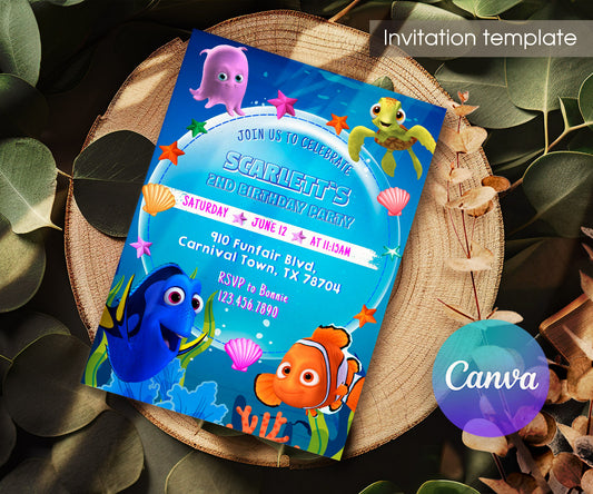 Finding Nemo customizable invitation template | Share or Print | YQ559