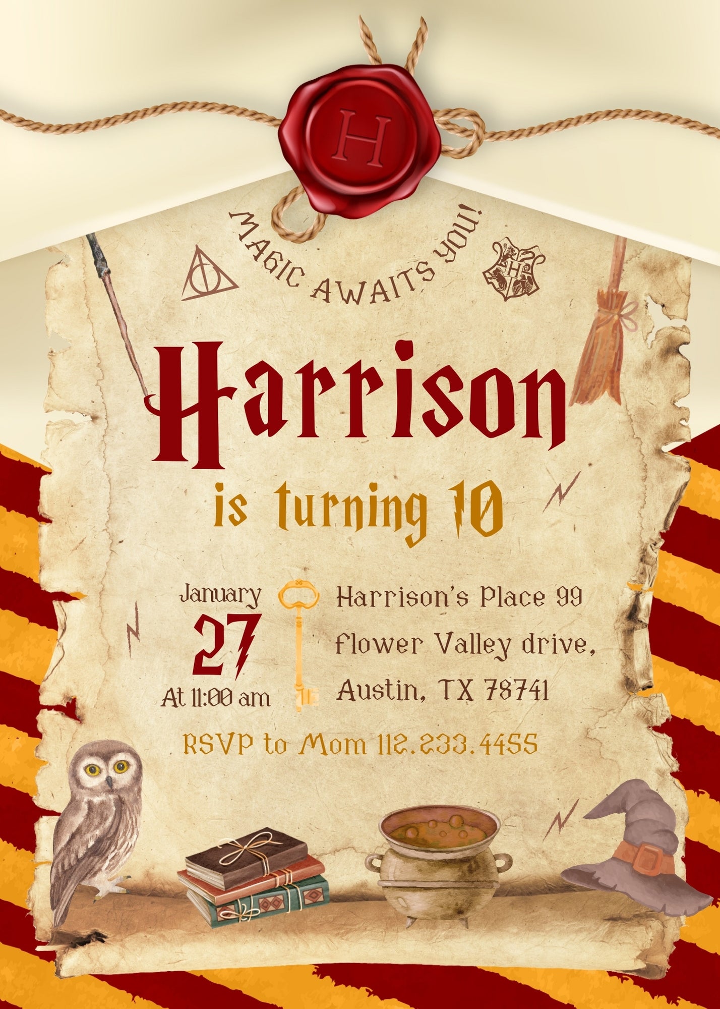 Harry Potter customizable invitation template | Share or Print | ZZ671