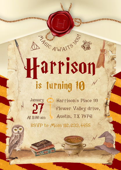 Harry Potter customizable invitation template | Share or Print | ZZ671