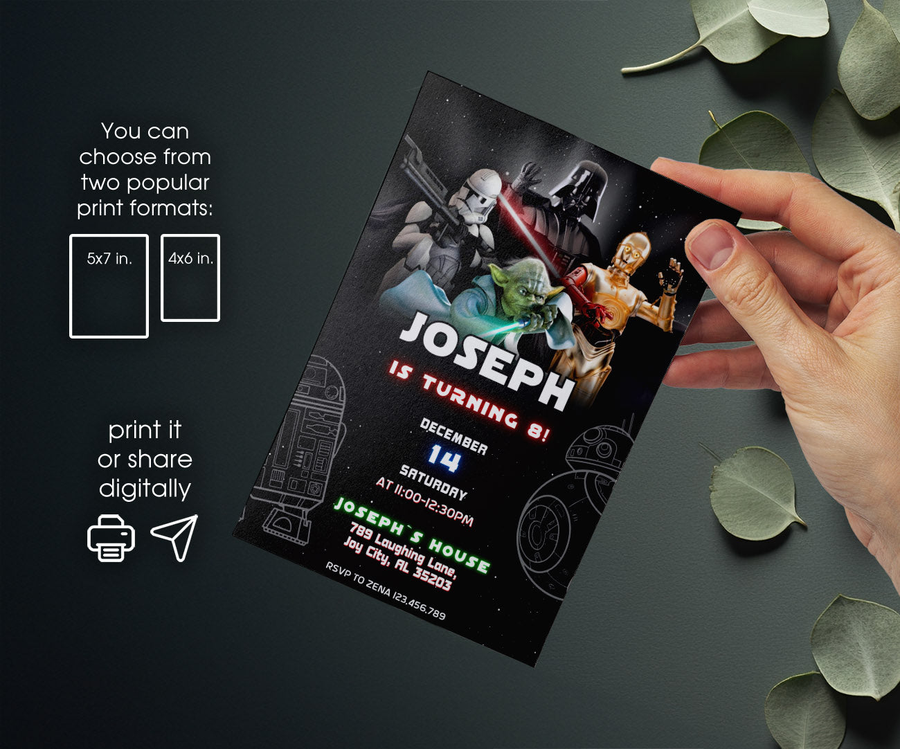 Star Wars Darth Vader customizable invitation template | Share or Print | boy | ZP620