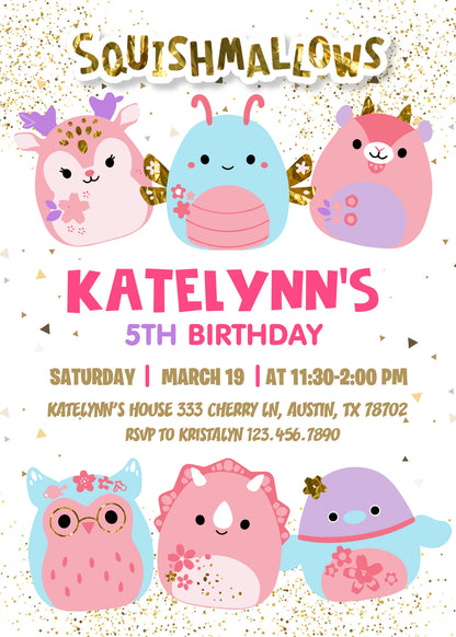 Squishmallows customizable invitation template | Share or Print | ZW294