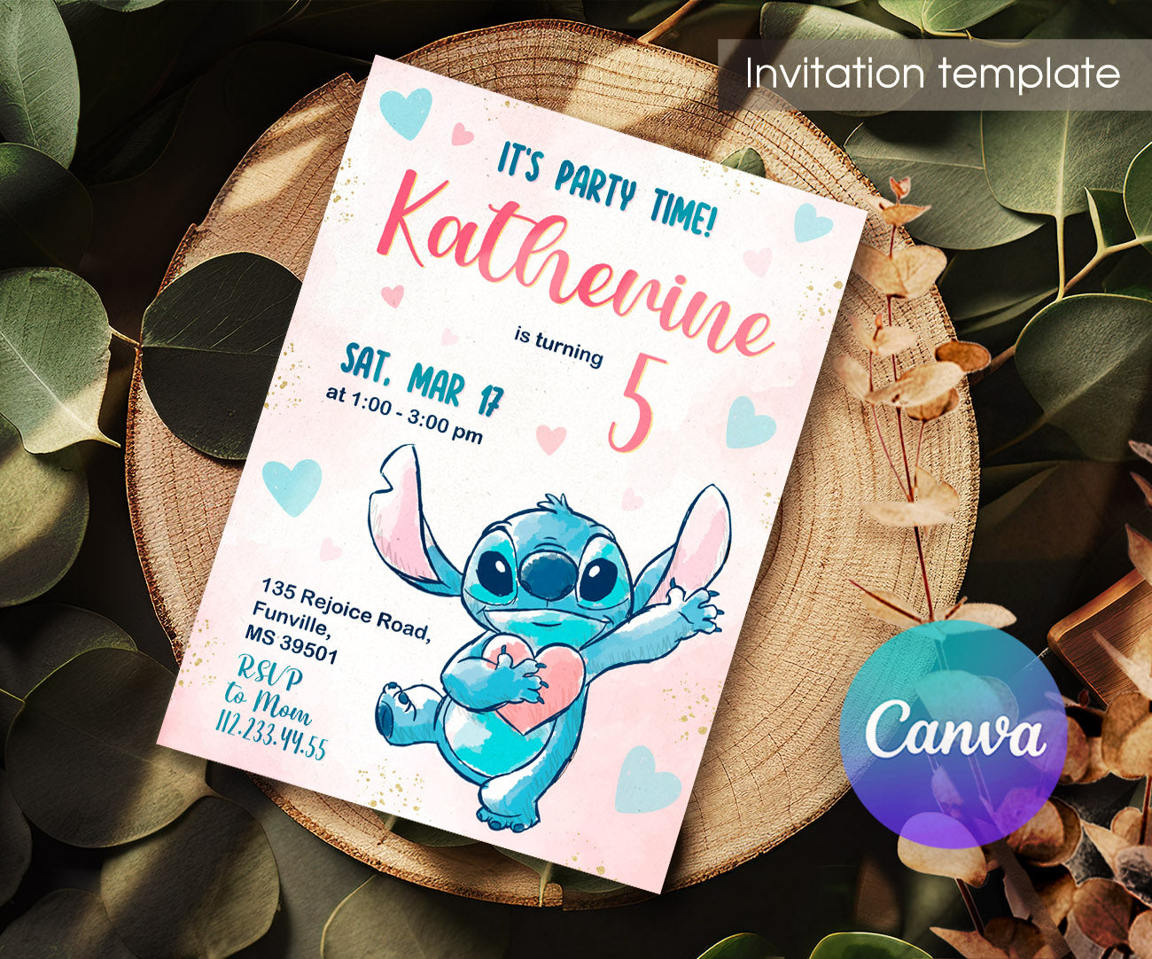 Lilo & Stitch Aloha customizable invitation template | Share or Print | OO533