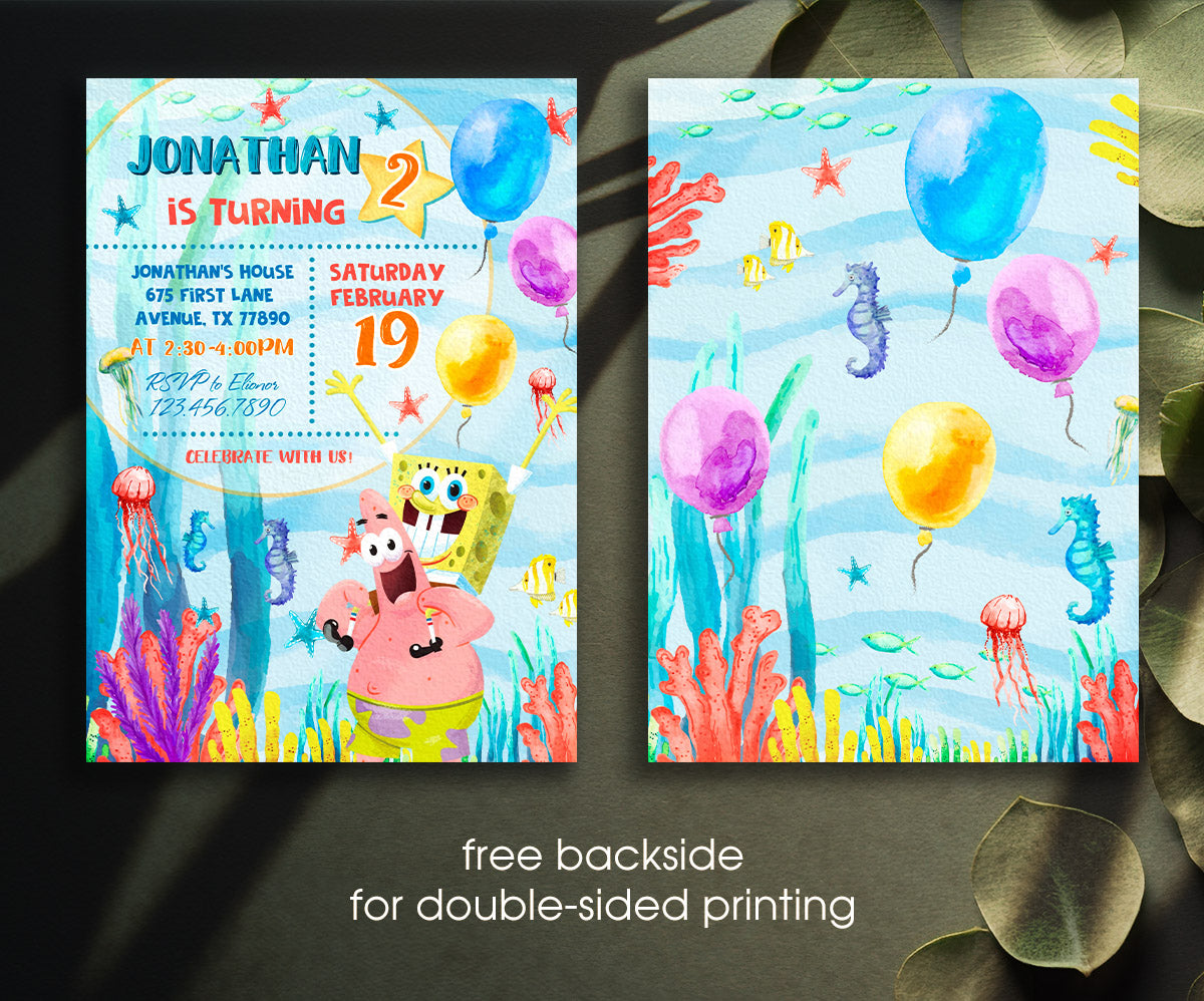 SpongeBob SquarePant customizable invitation template | Share or Print | OW678