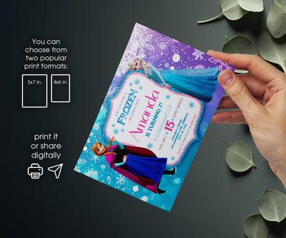 Frozen Elsa customizable invitation template | Share or Print | girl | HL773