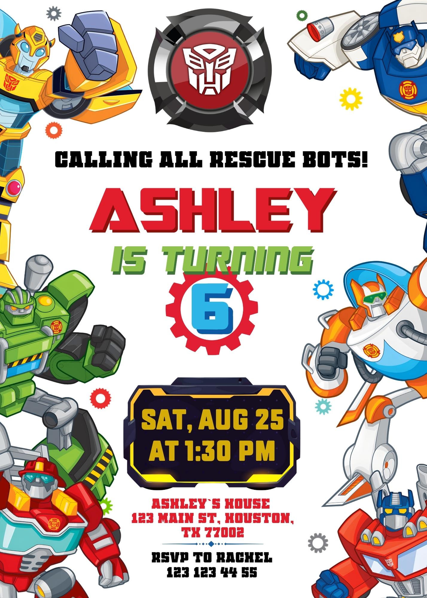 Transformers Rescue Bots customizable invitation template | Share or Print | boy | IC420