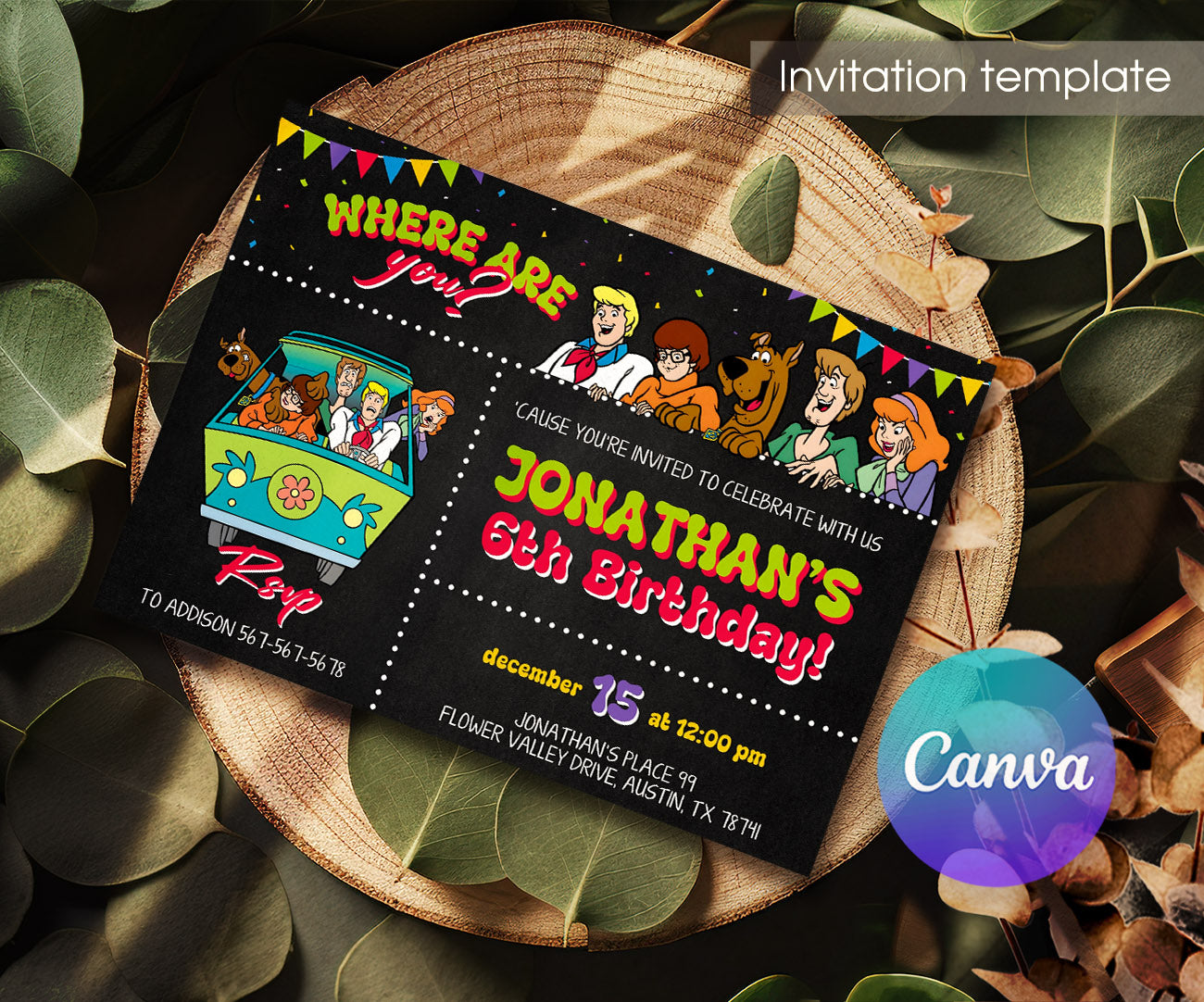 Scooby-Doo customizable invitation template | Share or Print | RY148