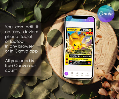 Pokemon Pikachu customizable invitation template | Share or Print | AU252