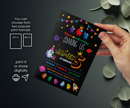 Among Us Gamer customizable invitation template | Share or Print | RW132