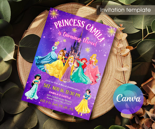 Disney Princess customizable invitation template | Share or Print | girl | HU798