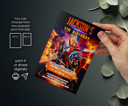 Guardians of The Galaxy Superhero customizable invitation template | Share or Print | boy | AJ087