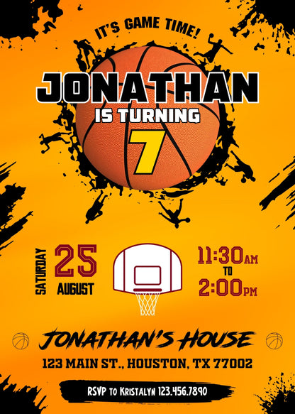 Basketball NBA Slam Dunk customizable invitation template | Share or Print | boy | XO625