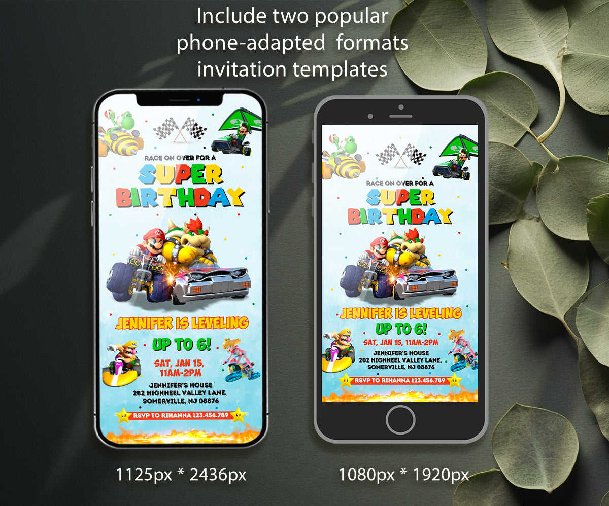 Mario Kart Gamer customizable invitation template | Share or Print | boy | KW729