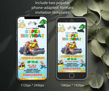 Mario Kart Gamer customizable invitation template | Share or Print | boy | KW729