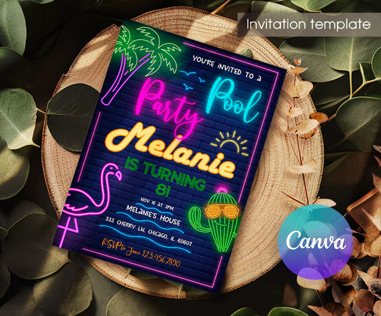 Pool Party customizable invitation template | Share or Print | TF167