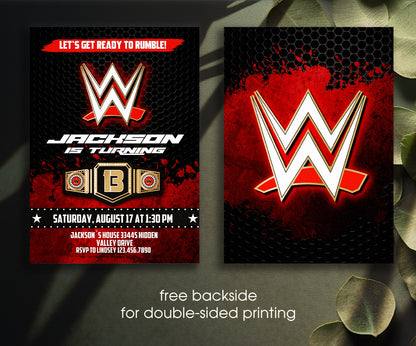 Wrestling WWE WrestleMania customizable invitation template | Share or Print | boy | NS868