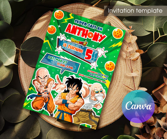 Dragon Ball Z Anime customizable invitation template | Share or Print | boy | FE352