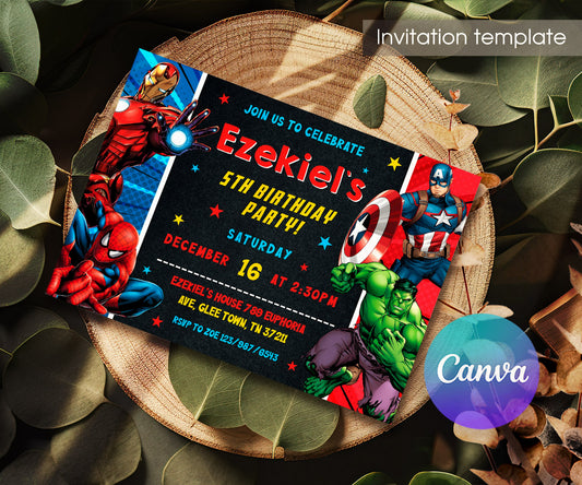 Avengers Marvel Superhero customizable invitation template | Share or Print | boy | EG909