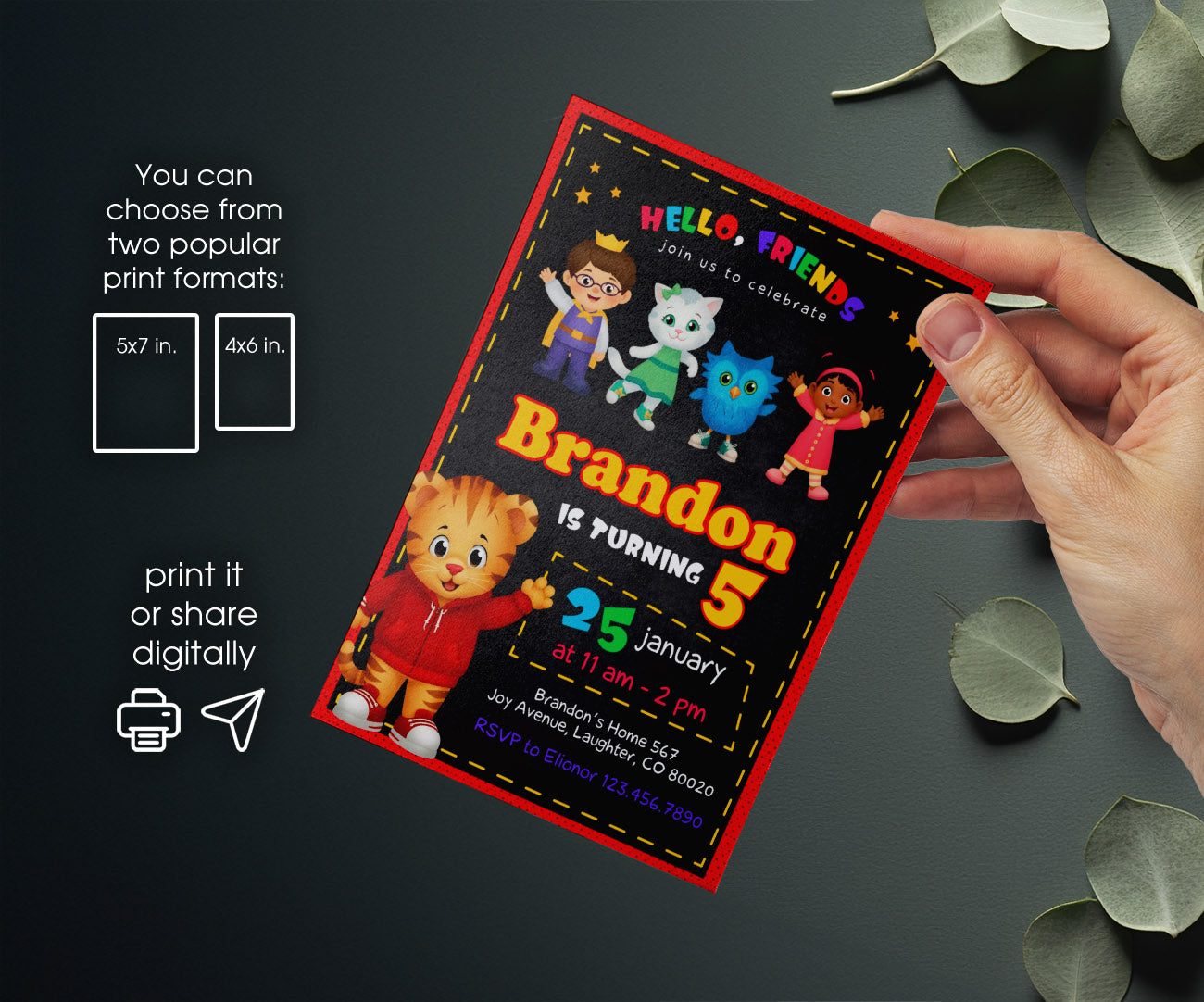 Daniel Tiger's Neighborhood customizable invitation template | Share or Print | WE428