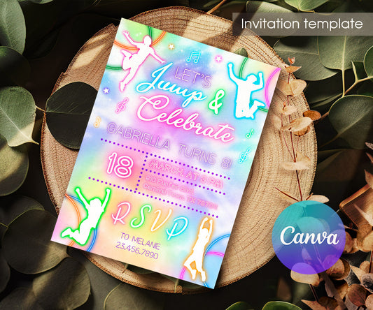 Trampoline Jump Party customizable invitation template | Share or Print | AG583