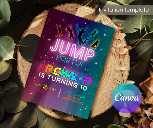 Trampoline Jump Party customizable invitation template | Share or Print | IA188