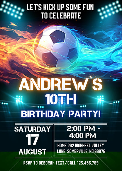 Soccer Champion League FC customizable invitation template | Share or Print | boy | MU681