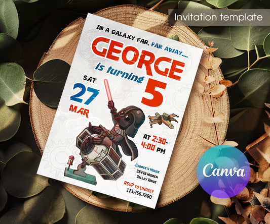 Star Wars Darth Vader customizable invitation template | Share or Print | boy | GJ418
