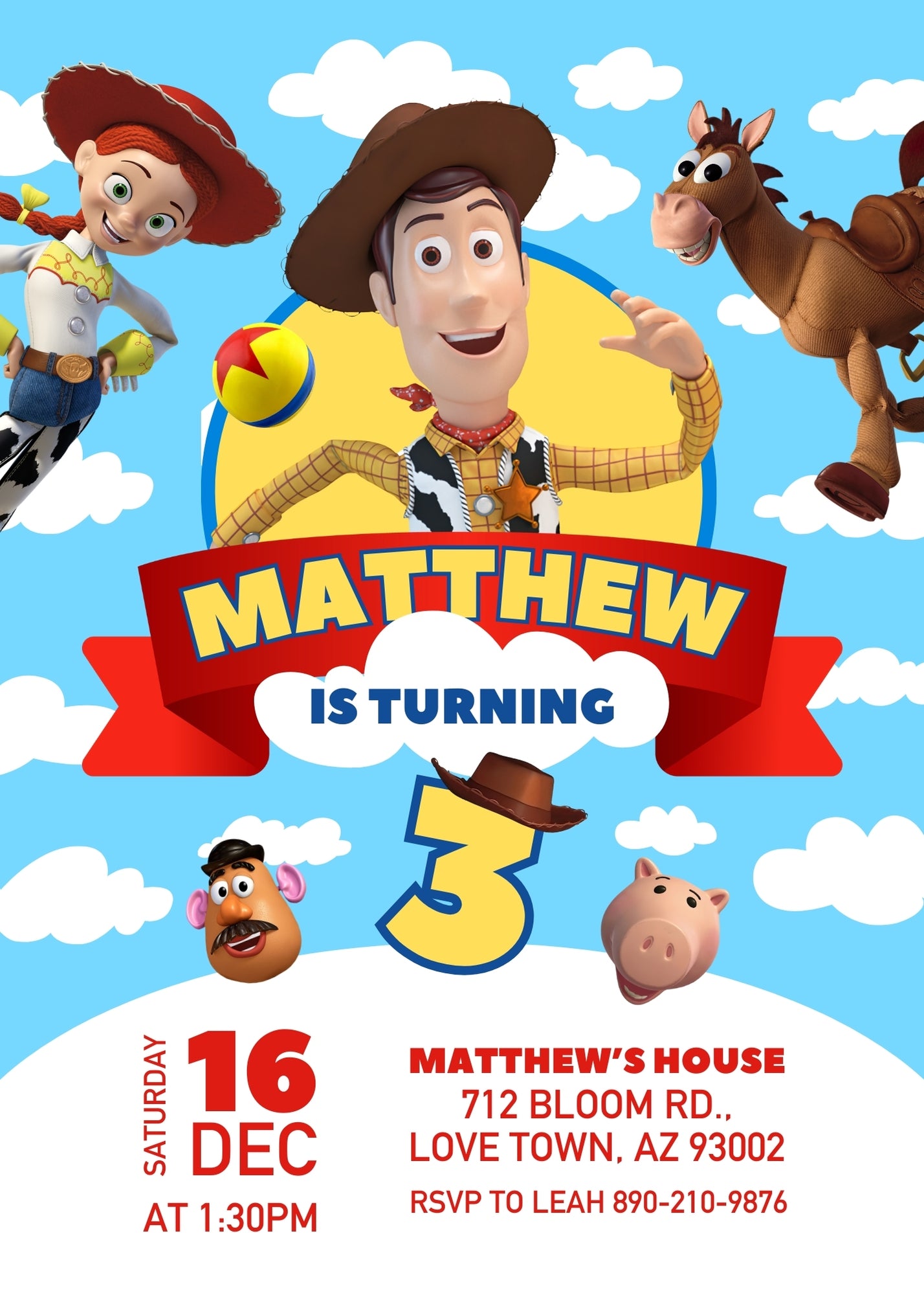 Toy Story Woody customizable invitation template | Share or Print | AT553