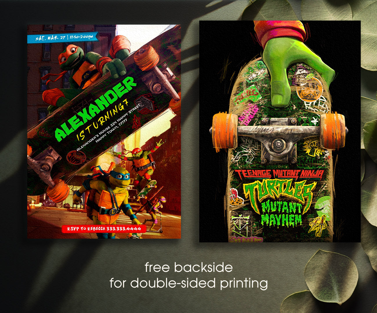 Teenage Mutant Ninja Turtles Mutant Mayhem customizable invitation template | Share or Print | boy | IR054