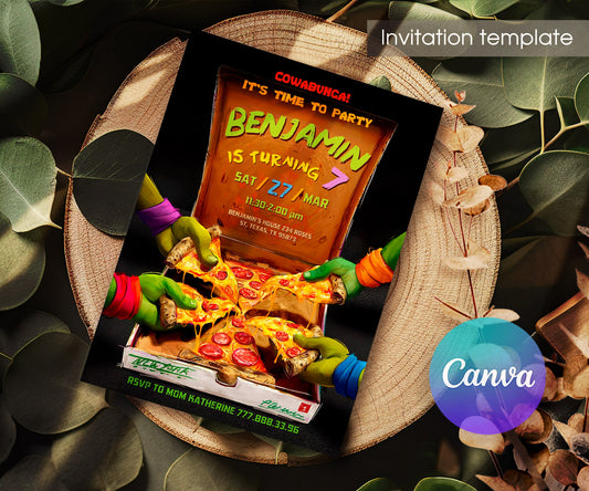 Teenage Mutant Ninja Turtles Mutant Mayhem customizable invitation template | Share or Print | boy | MA890