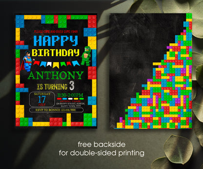 Lego Minifigures customizable invitation template | Share or Print | BX238