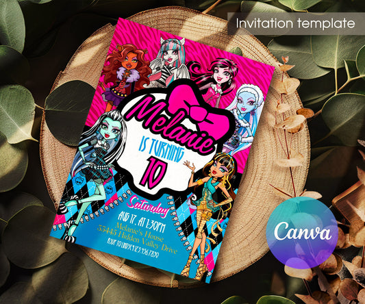 Monster High customizable invitation template | Share or Print | girl | YT039