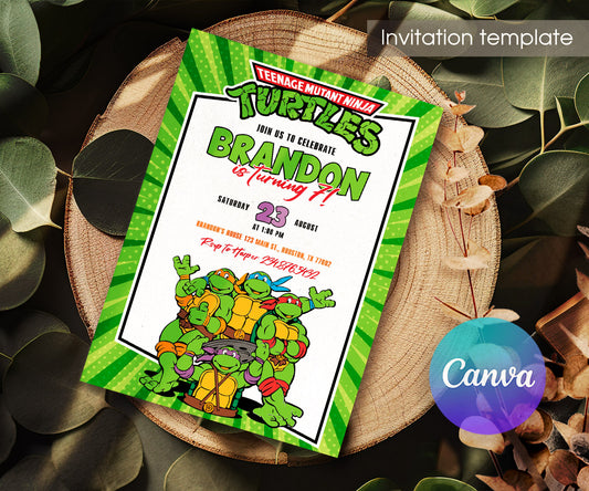 Teenage Mutant Ninja Turtles customizable invitation template | Share or Print | boy | JW374