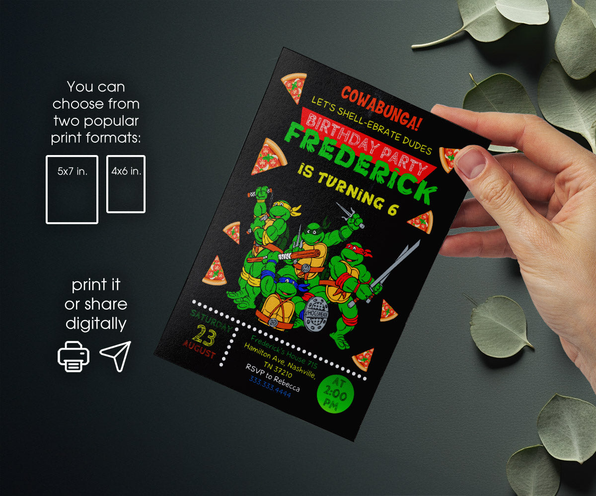 Teenage Mutant Ninja Turtles customizable invitation template | Share or Print | boy | JC394