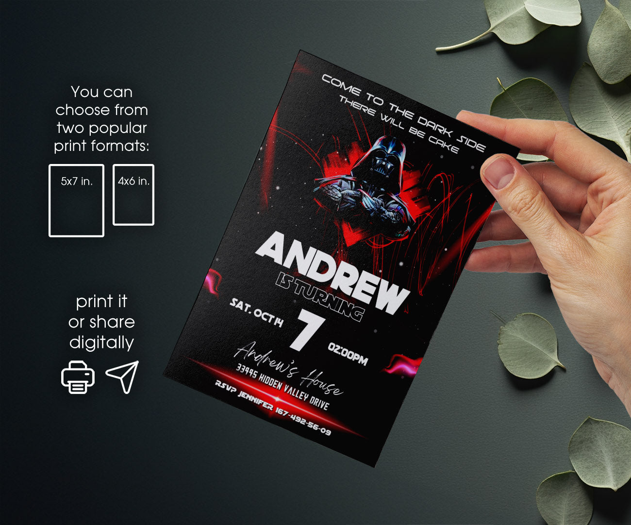 Star Wars Darth Vader customizable invitation template | Share or Print | boy | VJ624