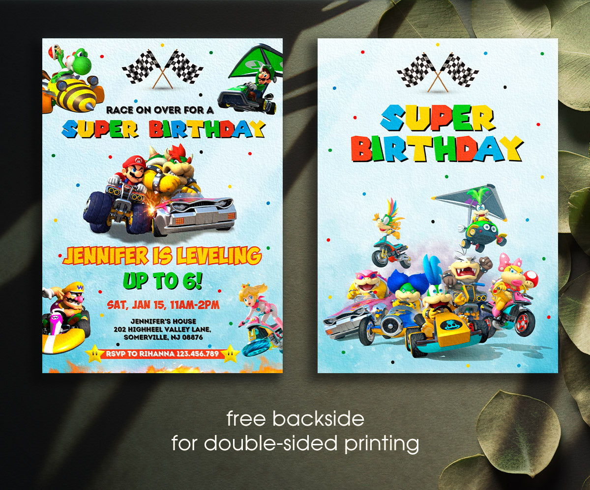 Mario Kart Gamer customizable invitation template | Share or Print | boy | KW729
