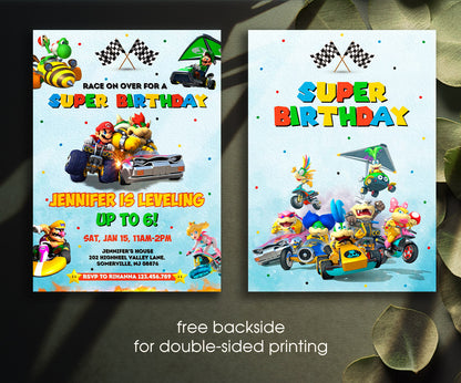 Mario Kart Gamer customizable invitation template | Share or Print | boy | KW729