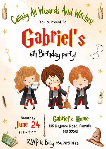 Harry Potter customizable invitation template | Share or Print | TE966