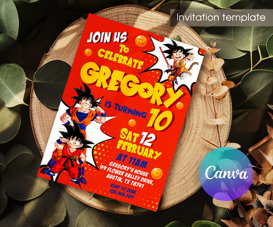 Dragon Ball Z Anime customizable invitation template | Share or Print | boy | XR755