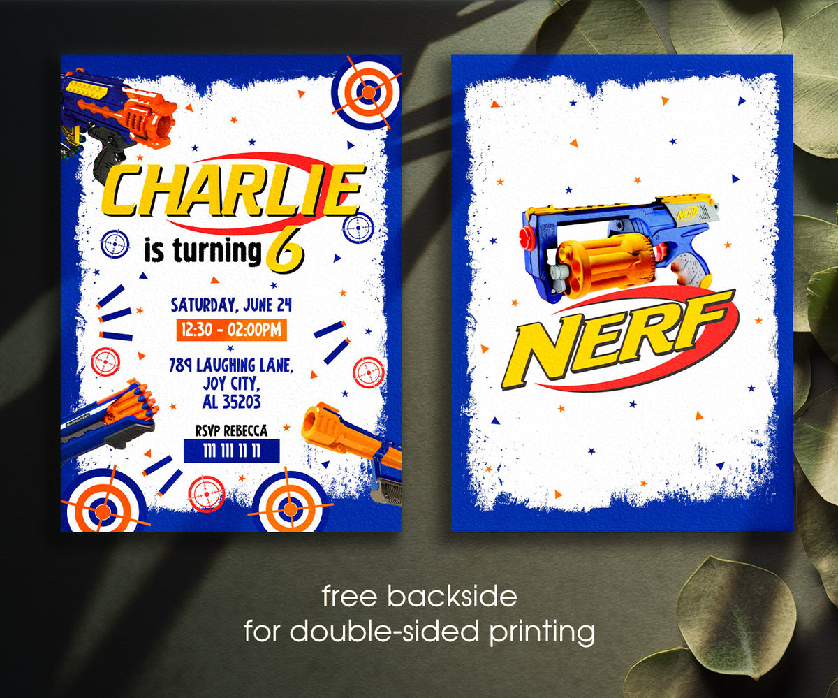 NERF Dart Wars customizable invitation template | Share or Print | boy | HM896