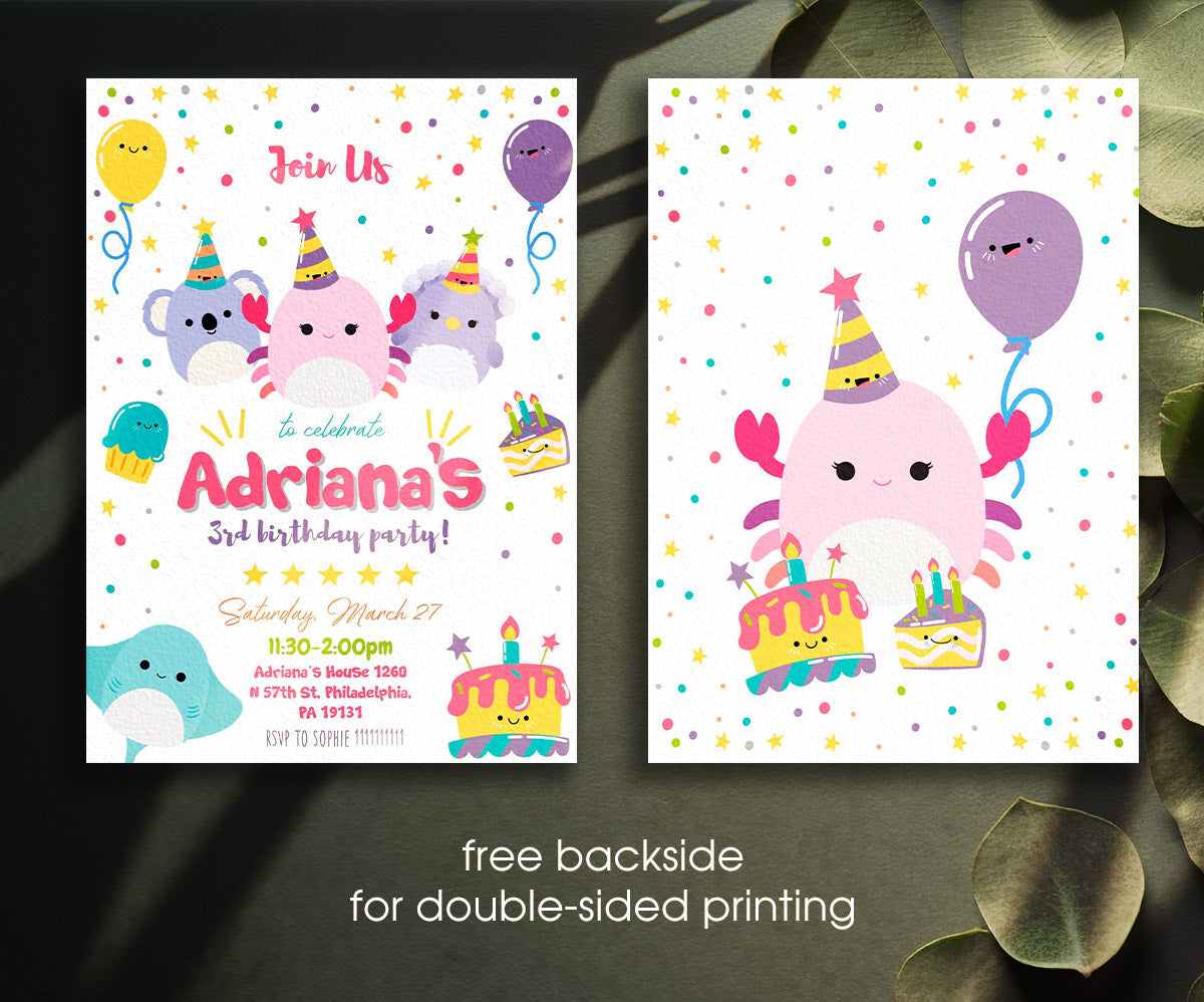 Squishmallows customizable invitation template | Share or Print | NT037