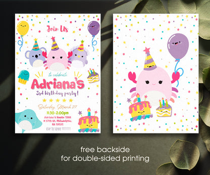 Squishmallows customizable invitation template | Share or Print | NT037