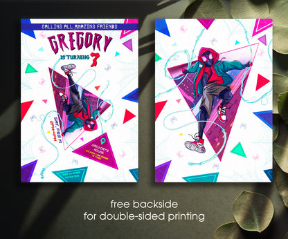 Spider Man Across the Spider-Verse customizable invitation template | Share or Print | boy | UU507