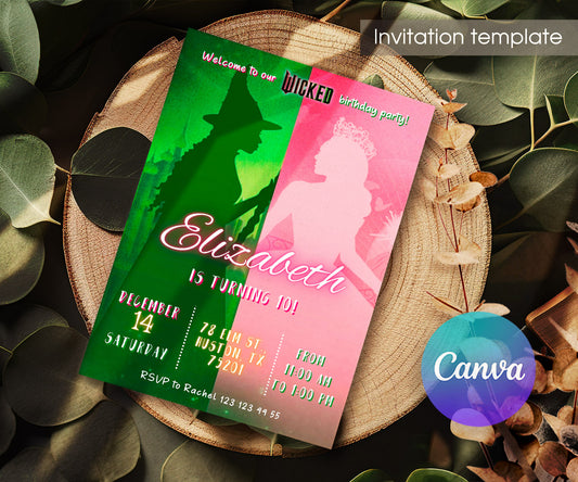 Wicked Musical Movie customizable invitation template | Share or Print | KH326